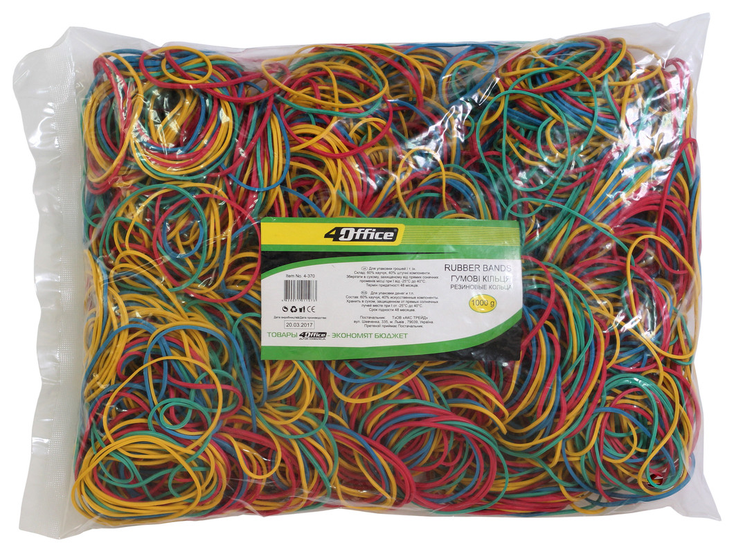 Гумки для банкнот 4OFFICE (4-370), 1000г., діаметр 55 мм